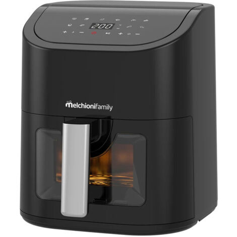 Melchioni Friggitrice ad aria family 5.2L con finestra trasparente Nero