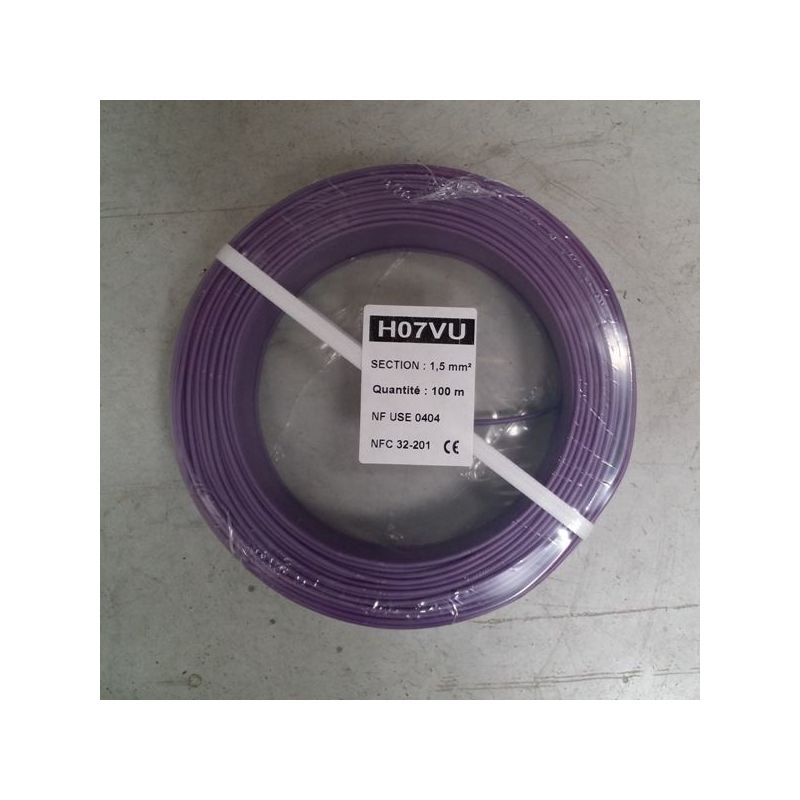 violet 10m AUPROTEC Câble unipolaire 0,5 mm² FLRY-B Fil Électrique en anneau 