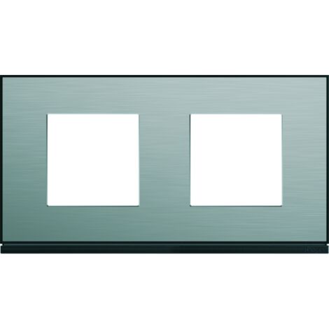 plaque - 2 postes - horizontale - 71 mm - placage steel - hager gallery wxp2112