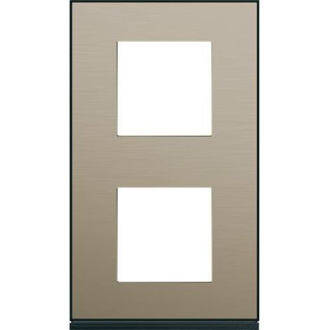 plaque - 2 postes - verticale - 71 mm - placage bronze - hager gallery wxp2242