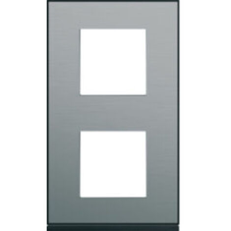 plaque - 2 postes - verticale - 71 mm - placage steel - hager gallery wxp2142