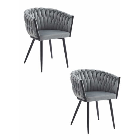 Silla Maya Valora, tapizado en terciopelo gris claro x2 (1/5)