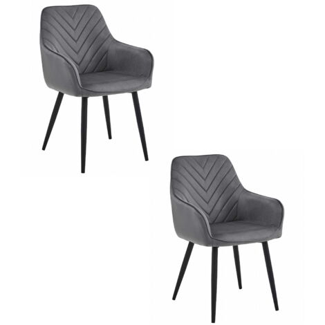 Valora 2 sillas WAAV terciopelo gris con patas negras de diseño (1/5)