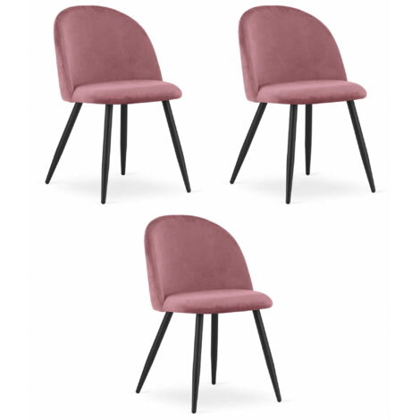 Silla Valora BELLO de terciopelo rosa oscuro, patas de metal negro x3 (1/5)