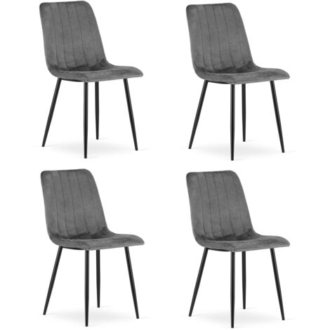 Sillas Valora JEWA terciopelo gris oscuro lote de 4 asientos duraderos (1/5)