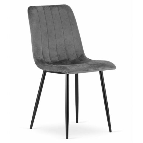 Silla Valora JEWA de terciopelo gris oscuro con patas negras x1 (1/5)
