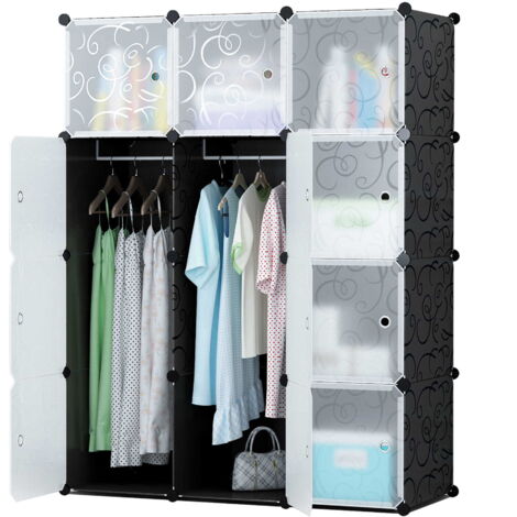 Armario modular Valora 12X ahorro de espacio, motivo negro x2 (1/3)