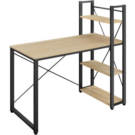 Escritorio para computadora Valora – Roble Sonoma con 3 estantes, 120 cm (1/5)