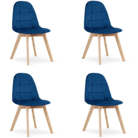 Valora NUUC Silla de Terciopelo Azul Marino Diseño Ergonómico x4 (1/5)