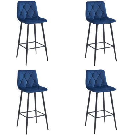 Taburete Valora KODA, terciopelo azul marino, patas negras x4 (1/5)