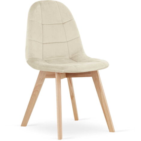 Silla Valora NUUC terciopelo beige patas madera haya x1 (1/5)