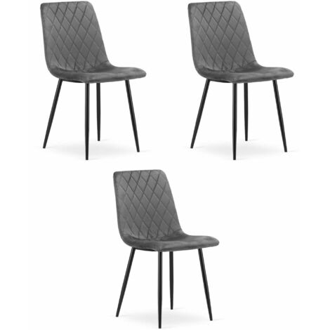 Silla Valora TURIN en terciopelo gris oscuro, diseño ergonómico x3 (1/5)