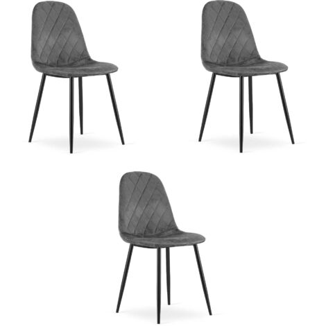 Silla Valora DAPI en terciopelo gris oscuro, diseño moderno x3 (1/5)