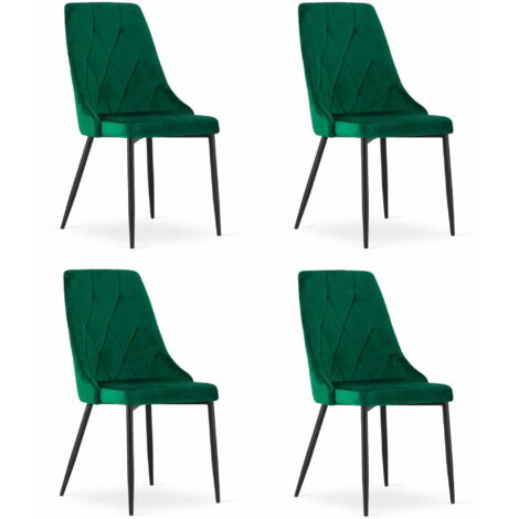 Silla Valora IMOLA en terciopelo verde oscuro, diseño moderno x4 (1/5)