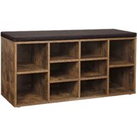 Valora Mueble Zapatero con Asiento Marrón Rústico Entrada