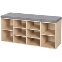 Mueble para zapatos Valora roble con asiento acolchado práctico para entrada