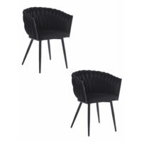 Silla Valora MAYAN terciopelo negro patas metálicas diseño salón x2
