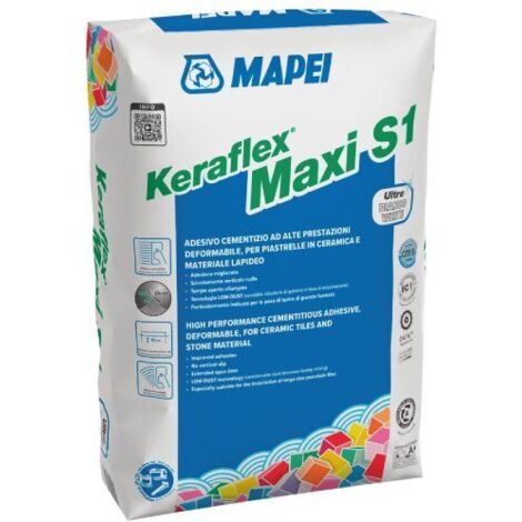 MAPEI - KERAFLEX MAXI S1 ADESIVO CEMENTIZIO AD ALTE PRESTAZIONI SACCO DA 23 KG. COLORE BIANCO 1202123