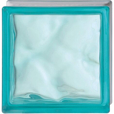 Vetromattone effetto ondulato propagazione armoniosa luce 190 x 190 x 80 mm colore- turchese - confezione 1