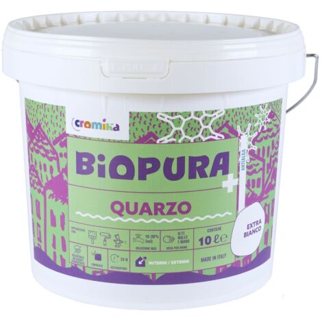 Pittura quarzo antialga interni esterni finitura opaca linea biopura cromika formato 10 lt - confezione 1