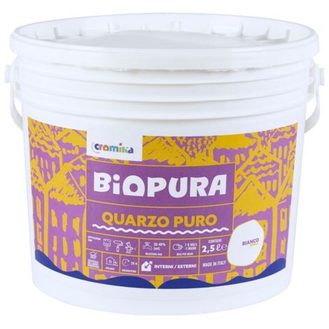 Pittura murale quarzo puro interni esterni finitura opaca linea biopura cromika formato 2.5 lt - confezione 1