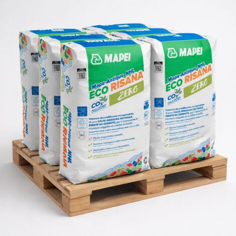 Kit sacchi intonaco deumidificante a base calce mape antique nhl eco risana 20kg formato 6 sacchi - confezione 1