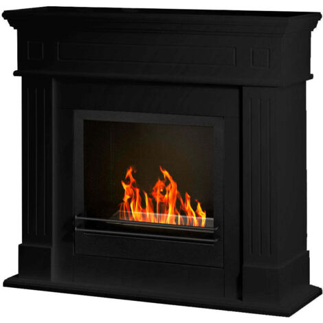 Camino a bioetanolo biocamino da terra Cambridge in legno Nero 110x36x100h
