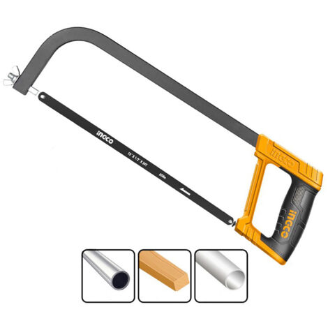 Seghetto ad arco 300 mm con lama in acciaio 65 mn Taglio ferro Metallo Pvc Ingco HHFS3068