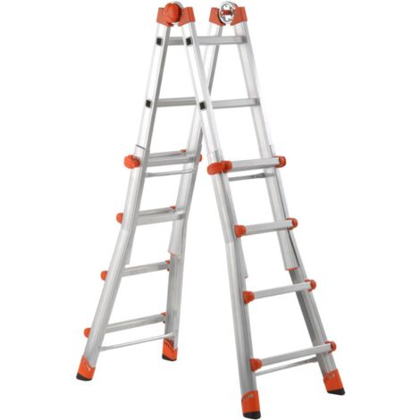Scala telescopica professionale 4+4 alluminio rinforzato multifunzione en131-4