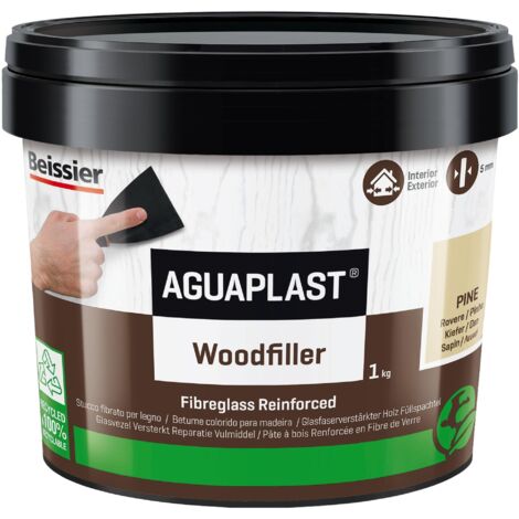 Aguaplast Woodfiller 1 kg Stucco fibrato pronto all’uso per riempire buchi e crepe su legno in mano unica senza ritiro. Colore Rovere