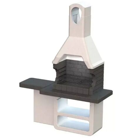 barbecue a carbonella in calcestruzzo modello ulisse, 170x64x232 cm - sarom fuoco