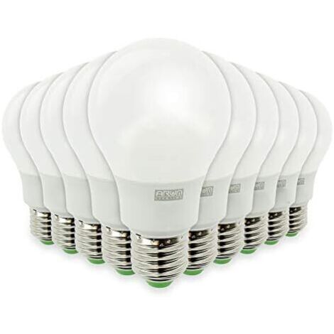 Pack of 10 E27 8W LED Bulbs, equivalent to 60W, 806lm, Non-Dimmable ARUM… (Warm White) [Energy Class F] (1/5)