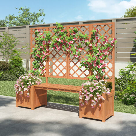 Jardinières avec treillis, pouvant servir de support aux plantes grimpantes  jardinières avec treillis et banc, idéales pour les jardins, les cours ou les terrasses