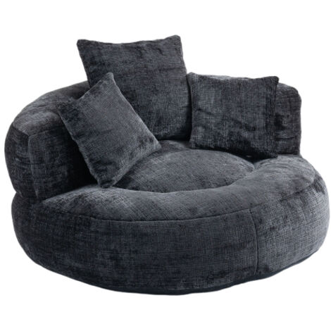 Fauteuil de détente confortable et résistant à dossier haut, avec repose-pieds et 3 coussins (convient aux adultes et aux enfants) fauteuil de jeu individuel pour la chambre ou le bureau (velours côt