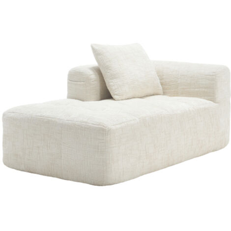 Canapé-chaise longue confortable, aucun montage requis, canapé moelleux avec coussins, poches latérales pour la télécommande et le téléphone portable, beige