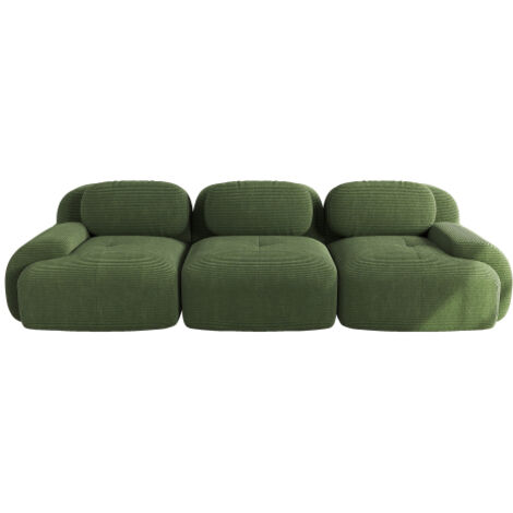 Canapé 3 places en velours côtelé haut de gamme, canapé sans structure, modulable, antidérapant, prêt à l'emploi, avec accoudoirs ergonomiques et rembourrage très moelleux, , vert