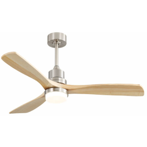 Ventilateur de plafond de 52 pouces avec éclairage LED à intensité variable, 6 vitesses, 3 pales en bois, moteur à courant continu réversible et télécommande pour (1/5)