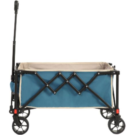 Chariot pliable, chariot pliable équipé de roues tout-terrain, chariot de jardinage à poignée réglable, chariot polyvalent d'extérieur adapté au camping, aux courses, au sport et à la pêche — bleu