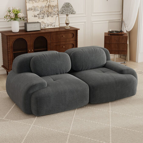 Canapé d'angle modulable,canapé 2 places,canapé convertible,canapé compressible,tissu en velours côtelé, rembourrage en mousse haute densité 32D,aucun assemblage requis, aucun cadre nécessaire