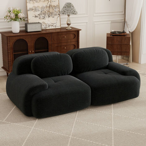 Canapé d'angle modulable,canapé 2 places,canapé convertible,canapé compressible,tissu en velours côtelé, rembourrage en mousse haute densité 32D,aucun assemblage requis, aucun cadre nécessaire