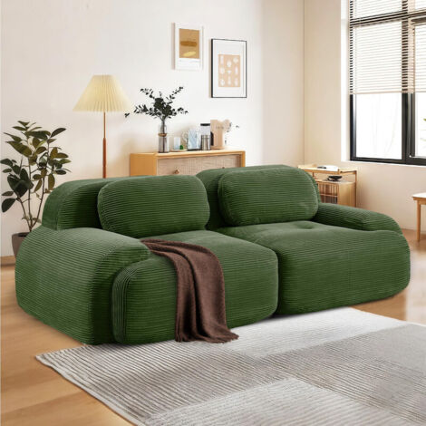 Canapé d'angle modulable,canapé 2 places,canapé convertible,canapé compressible,tissu en velours côtelé, rembourrage en mousse haute densité 32D,aucun assemblage requis, aucun cadre nécessaire