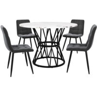 Ensemble de salle à manger (5 pièces), ensemble comprenant une table et 4 chaises, ensemble moderne pour cuisine et salle à manger, table de cuisine ronde de 100 cm de diamètre, chaises de salle à man