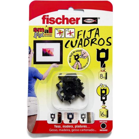 FISCHER COLGADOR FIJACUADROS NEGRO 8 UND POR BLISTER 518168