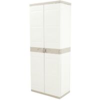 Armario de Resina Titanium, Armario de Jardín 2 Puertas y 4 Estantes Regulables Beige 70x174x41 cm