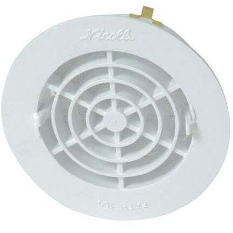 Nicoll – Grille d'aération ronde à fermeture pour tube PVC Ø100 – Moustiquaire intégrée – Installation facile à clipser – Ventilation efficace intérieure