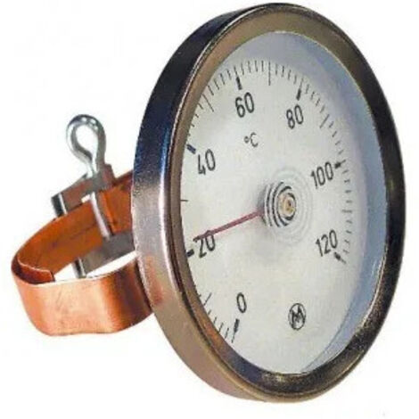 Thermador – Thermomètre applique à bracelet 63mm – Plage de mesure 0 à 120°C – Bracelet en cuivre pour tubes jusqu'à 1''1/2