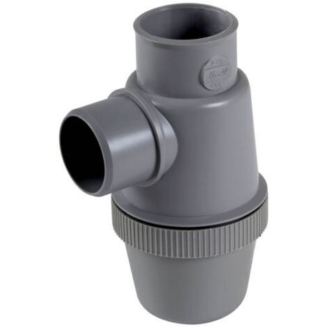 Nicoll – Siphon de lavabo à coller – Entrée verticale Ø40 mm – PVC-C gris – Garde d'eau 50 mm – Nettoyage facile par dévissage