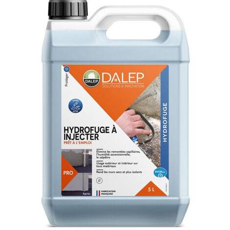 Dalep – Hydrofuge à injecter – Imperméabilisant 20L prêt à l'emploi – Élimine l'humidité ascensionnelle et le salpêtre – Pour tous matériaux