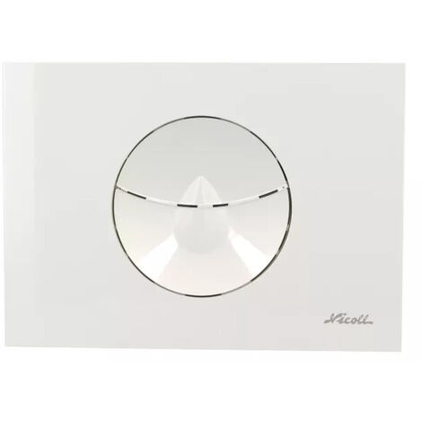 Plaque de commande Nicoll 709140 Goutte blanc 204,5x147mm épaisseur de cloison 16 à 75mm