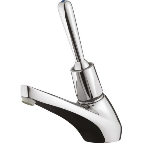 Presto – Robinet temporisé de lavabo chromé – Débit 3 l/mn – Résistance thermique jusqu'à 75°C – Actionnement omnidirectionnel